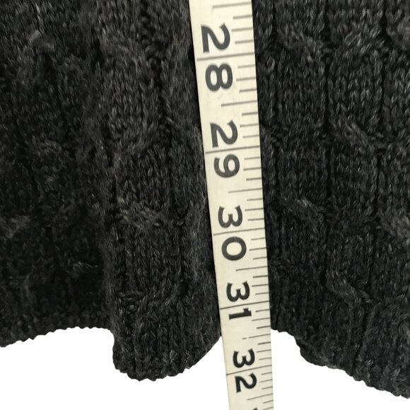 Volcom Longline Gray Cable Knit Sweater Womens Size L/14 Pockets - Picture 6 of 11
